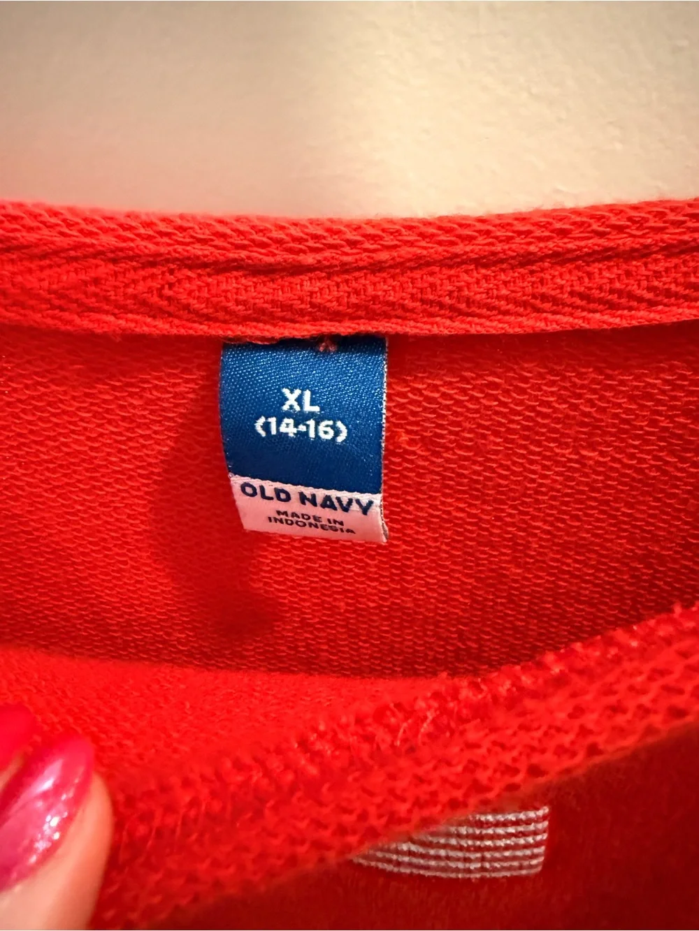 Old Navy Red Kids Boatneck Sweatshirt with Flag Patch